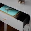Aesthetic Gray Mid Century Modern Nightstand, 24'' H X 18'' W X 18'' D Size, Flared Legs, Sleek Metal Foot Caps, Crafted from Manufactured Wood | All Season Solid Glossy Finish, Pretty Gold Shade view 3