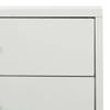 Aesthetic Gray Mid Century Modern Nightstand, 24'' H X 18'' W X 18'' D Size, Flared Legs, Sleek Metal Foot Caps, Crafted from Manufactured Wood | All Season Solid Glossy Finish, Pretty Gold Shade view 4
