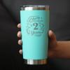 Bevvee Cheers to 2 Years - Insulated Coffee Tumbler Cup with Sliding Lid - Stainless Steel Insulated Mug - Gift for 2nd Anniversary - Teal view 3