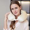 100% Mulberry Silk Neck Pillow for Travel 22 Momme Real Silk Travel Pillow for Pain Relief Sleeping,Silk Airplane Pillow, Anti Wrinkle Travel Pillow Made in USA (Champagne) view 2
