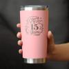 Bevvee Cheers to 15 Years - Insulated Coffee Tumbler Cup with Sliding Lid - Stainless Steel Insulated Mug - Gift for 15th Anniversary - Pink view 3