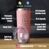 Bevvee Cheers to 15 Years - Insulated Coffee Tumbler Cup with Sliding Lid - Stainless Steel Insulated Mug - Gift for 15th Anniversary - Pink view 4