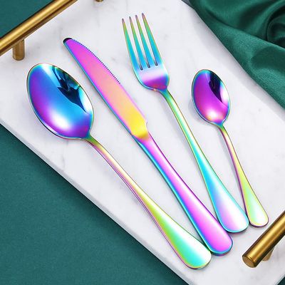 48 Piece Silverware Set for 12 Stainless Steel Colour Flatware Sets Include Knife Fork Spoon Teaspoon Home Kitchen Cutlery Utensil Mirror Polished