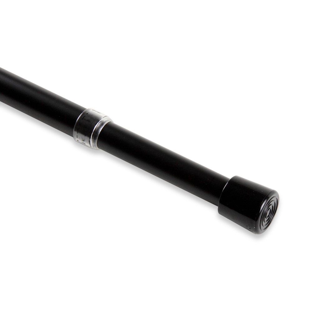 4 Set: Rod Desyne 3/4" Round Spring Tension Rod 48"-84", Black, 48-84"