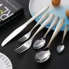 24 Piece Hammered Silverware Set for 4 Flatware Sets Eating Home Kitchen Set for Cutlery Include Knife Fork Spoon Teaspoon Tea Fork Coffee Spoon Mirror Polished view 2