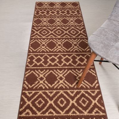 Custom Length, Non Slip Southwest Native American Pattern Carpet Runner Rug Mat for Entry Hallway Kitchen Laundry, 26 inch x 40 feet, Brown