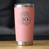 Bevvee Cheers to 30 Years - Insulated Coffee Tumbler Cup with Sliding Lid - Stainless Steel Insulated Mug - Gift for 30th Anniversary - Pink view 2
