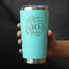 Bevvee Cheers to 30 Years - Insulated Coffee Tumbler Cup with Sliding Lid - Stainless Steel Insulated Mug - Gift for 30th Anniversary - Teal view 3