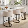 HNY Modern Counter Height Linen Fabric Cream Upholstered Counter Stools Set of 4, 29 Inch Kitchen Island Stool with Black Tubular Frame view 3