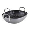 Anolon Advanced Hard Anodized Nonstick 2 Piece Roaster/Roasting Pan with Wire Rack, Oval, 16 Inch x 13 Inch, Dark Gray view 1