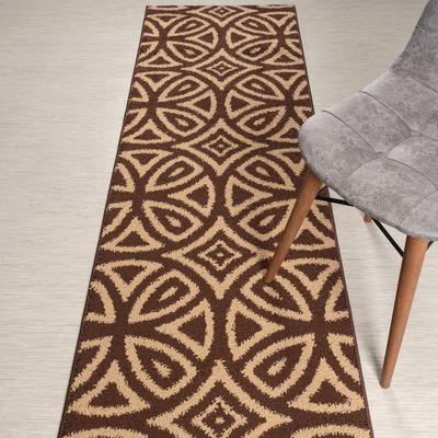 ORFA HOME Custom Length, Non Slip Modern Diamond Pattern Runner Rug Mat for Entry Hallway Kitchen Laundry, 26 inch x 40 feet, Brown