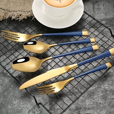 40 Piece Bordered Silverware Set for 8 Durable 18/10 Stainless Steel Black Gold Flatware Sets Home Kitchen Cutlery Utensil Mirror Polished