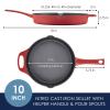 Rachael Ray NITRO Cast Iron Frying Pan/Skillet with Helper Handle and Pour Spouts, 10 Inch, Red view 2
