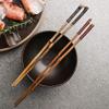 Chopsticks reusable Anti-slip dishwasher safe Japanese Style Purple Bamboo And Phoebe Bamboo Chopsticks, Natural Unpainted Environmentally Friendly Bamboo Sticks Chopsticks, 5 Pairs view 3