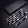 Chopsticks reusable Anti-slip dishwasher safe Reusable Chopsticks, 10Pair Non-Slip Solid Wood Silver Iron Alloy Stainless Steel Chopsticks Sushi Colorful Chopsticks Safe Chop Sticks Gift Set view 2