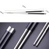 Chopsticks reusable Anti-slip dishwasher safe Reusable Chopsticks, 10Pair Non-Slip Solid Wood Silver Iron Alloy Stainless Steel Chopsticks Sushi Colorful Chopsticks Safe Chop Sticks Gift Set view 3