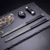 Chopsticks reusable Anti-slip dishwasher safe Reusable Chopsticks, 10Pair Non-Slip Solid Wood Silver Iron Alloy Stainless Steel Chopsticks Sushi Colorful Chopsticks Safe Chop Sticks Gift Set view 4