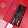 Chopsticks reusable Anti-slip dishwasher safe Chopsticks, High-Grade Silver Chopsticks 999 Sterling Silver Solid, 2 Pairs Of High-Grade Mahogany Chopsticks, 22.7cm Long Chopsticks view 3