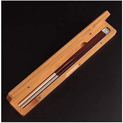 Chopsticks reusable Anti-slip dishwasher safe Small Leaf Rosewood 999 Foot Silver Chopsticks, Lengthened Sterling Silver Chopstick Head, High-end Home Business Gift Set Chopsticks