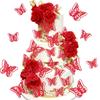 40 PCS Laser Cut Butterfly Cupcake Toppers - 3D Butterfly Cake Decorations for Fairy Theme Baby Shower Wedding Kids Birthday Party Wall Sticker Decorations Supplies Red view 1