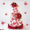 40 PCS Laser Cut Butterfly Cupcake Toppers - 3D Butterfly Cake Decorations for Fairy Theme Baby Shower Wedding Kids Birthday Party Wall Sticker Decorations Supplies Red view 4