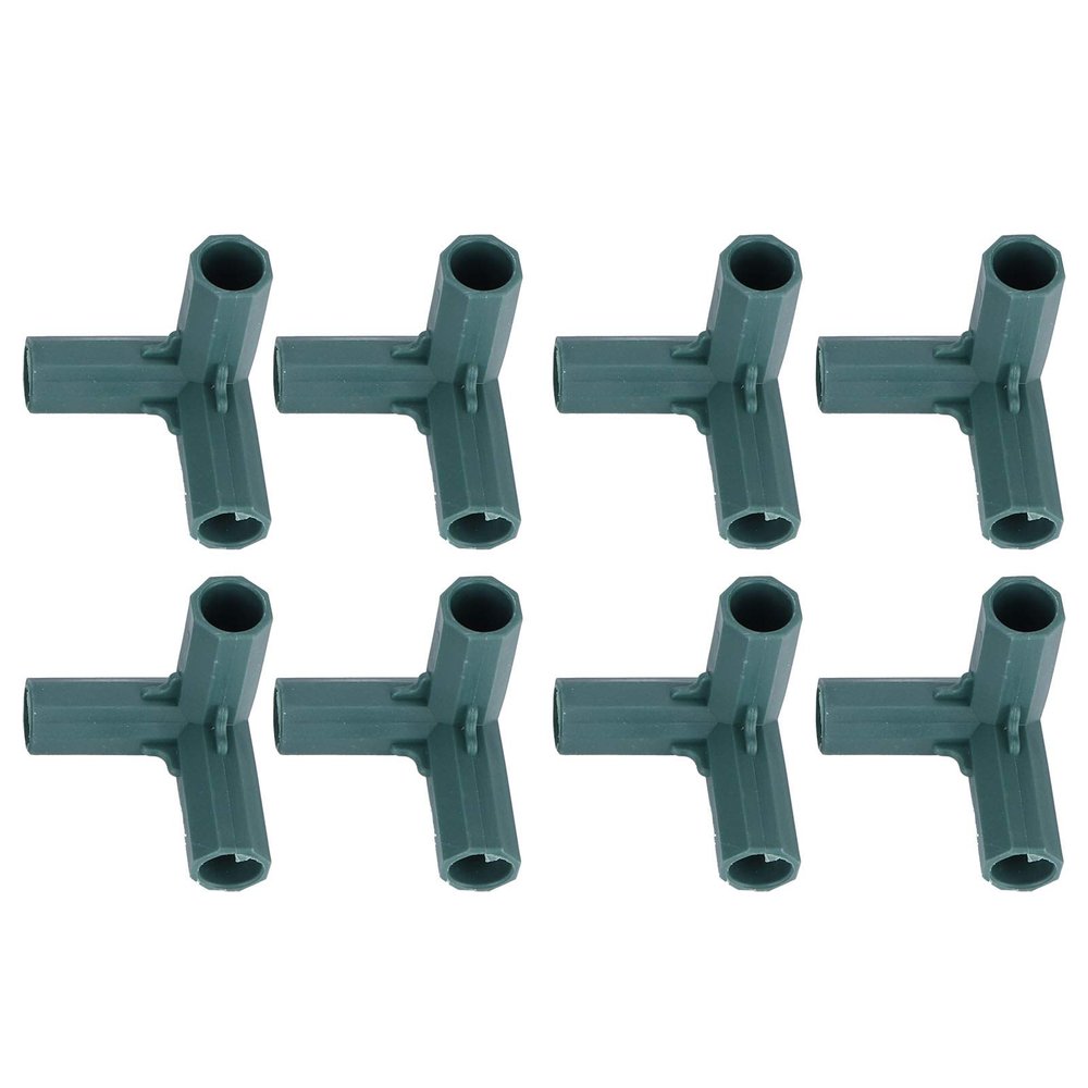 Alvinlite T Connectors for Gardening Plant Suppor Garden Climbing Stake Joint 3 Way Greenhouse Accessory Green 8Pcs 3