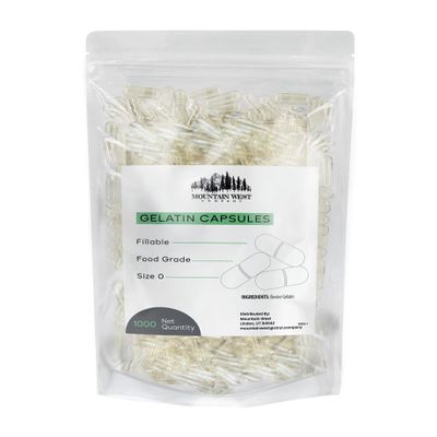 Empty Gelatin Capsules (1000 Count) Fillable, Food Grade, Size 0, Clear
