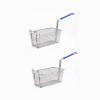 TOMYEUS French Fry Chips Baskets Thickened Stainless Steel Frying Basket with Blue Handle Reinforced French Fries Basket Multi-Purpose Rectangular Fry Basket-2 Packs Kitchen Cooking Tools view 1