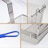 TOMYEUS French Fry Chips Baskets Thickened Stainless Steel Frying Basket with Blue Handle Reinforced French Fries Basket Multi-Purpose Rectangular Fry Basket-2 Packs Kitchen Cooking Tools view 3