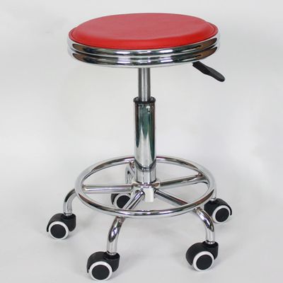 GUNEL Multi-Purpose Rolling Stool Height Adjustable Swivel Stool with Wheels and Foot Rest Round Adjustable Work Stool, for Home Kitchen Medical Office Salon Drafting Spa (Color : Red, Size : Type A)