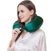 100% Mulberry Silk Neck Pillow for Travel 22 Momme Real Silk Travel Pillow for Pain Relief Sleeping, Silk Airplane Pillow, Anti Wrinkle Travel Pillow Made in USA (Emerald Green) view 2