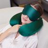 100% Mulberry Silk Neck Pillow for Travel 22 Momme Real Silk Travel Pillow for Pain Relief Sleeping, Silk Airplane Pillow, Anti Wrinkle Travel Pillow Made in USA (Emerald Green) view 4
