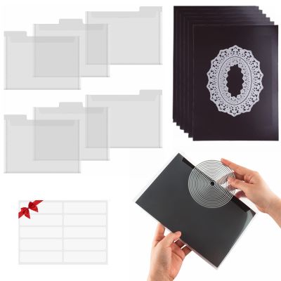 6 PCS Double Sided Strong Magnetic Sheets 0.8mm Thick with 6 PCS Clear Plastic Storage Envelopes Set for Metal Dies Storage and Organize Scrapbooking Tool Craft Supplies