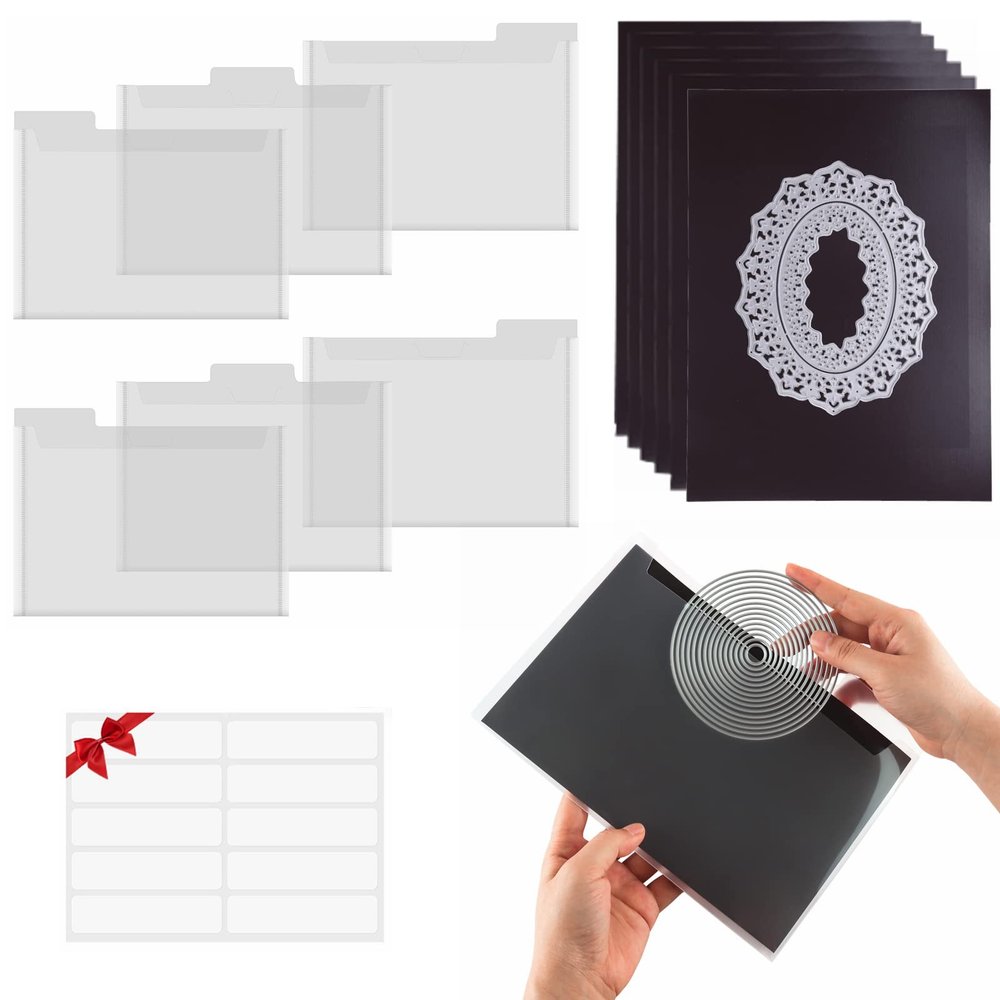6 PCS Double Sided Strong Magnetic Sheets 0.8mm Thick with 6 PCS Clear Plastic Storage Envelopes Set for Metal Dies Storage and Organize Scrapbooking Tool Craft Supplies