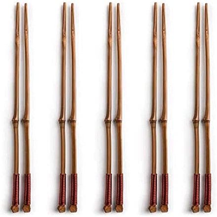Chopsticks reusable Anti-slip dishwasher safe Japanese-Style Bamboo Chopsticks With Natural Creative Personality, Asian Tableware, 5 Pairs Chopsticks (Color : Bamboo)