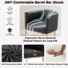 HNY Charcoal Modern Barrel Counter Height Bar Stool, 24 Inch Linen Kitchen Barstool with Back for Island, with Gold Metal Tubular Frame view 4