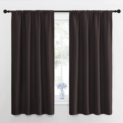 LITTLE BIRD Rod Pocket Blackout Curtains for Room Decoration and Darkening Comes with Easy Rod Pocket Hanging Option Dark Chocolate,(Wide 52 Inch by 63 Inch Long-2 Pannels Combined Size)