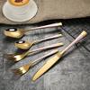 60 Piece Bordered Silverware Set for 12 Durable 18/10 Stainless Steel Pink Gold Flatware Sets Home Kitchen Cutlery Utensil Mirror Polished view 1