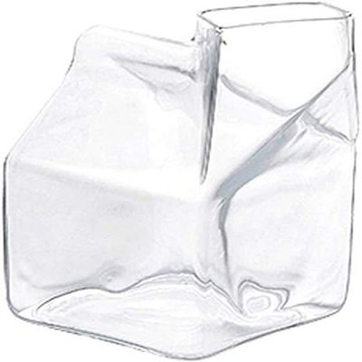 Milk Frothing Pitcher Coffee Milk Frother Cup Cream Pitcher Transparent Glass Milk Cup High Temperature Resistance Unique Shape 350ml For Coffee Milk Juice