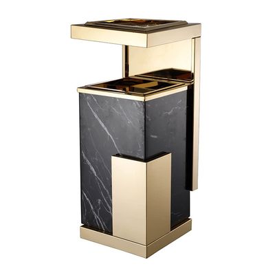moisture Trash Can with Ashtray Marble Trash Can Hotel Lobby Vertical Trash Bin Corridor Elevator Entrance Ash Bucket Stainless Steel Vertical Ashtray Ashtray Trash Can (Color : F)