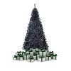 7.5FT Unlit Black Artificial Christmas Tree with Foldable Metal Stand?Spruce PVC Fir Tree 7.5ft Xmas Tree w/ 1,500 Branch Tips, for Decoration Home/Office/Party view 1