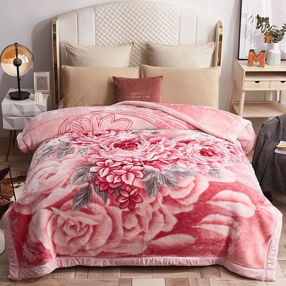 9 Lbs Heavy Mink Blanket King Size (Asian Size:79"X91"/200x230cm) and 2 Ply Reversible Korean Style Plush Soft Blankets for Winter,Super Warm Raschel Velvet Bed Blanket,I,200x230cm