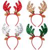 Budsmile Christmas Headbands Sequins Xmas Headwear Reindeer Antler Hats Cute Costume Hairbands for Christmas Holiday view 1