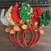 Budsmile Christmas Headbands Sequins Xmas Headwear Reindeer Antler Hats Cute Costume Hairbands for Christmas Holiday view 2
