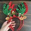 Budsmile Christmas Headbands Sequins Xmas Headwear Reindeer Antler Hats Cute Costume Hairbands for Christmas Holiday view 4