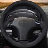 for Mazda 3 Axela 2004 2009 Mazda 5 2004 2010 Mazda 6 Atenza Mazda MPV Car Steering Wheel Cover Hand Stitched Black Suede view 2