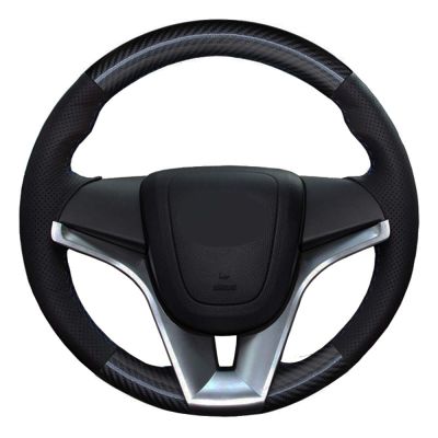 MUEdie for Chevrolet Cruze 2009 2014 Aveo Orlando Holden Cruze Ravon R4 Car Steering Wheel Cover Carbon Fiber Black Leather