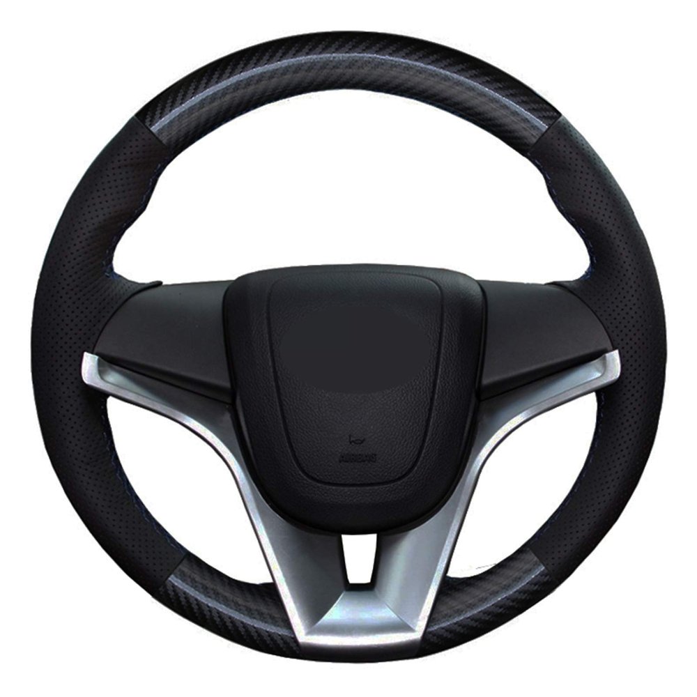 MUEdie for Chevrolet Cruze 2009 2014 Aveo Orlando Holden Cruze Ravon R4 Car Steering Wheel Cover Carbon Fiber Black Leather