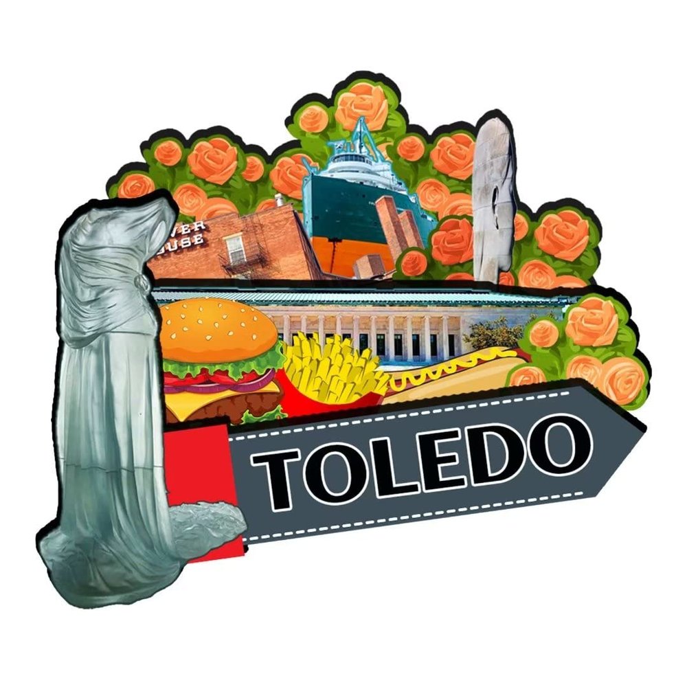 Toledo Ohio Fridge Magnet Wooden Magnet Art Souvenirs Creative Collection Handmade Travel Home Office Gifts Landscape Refrigerator Decor USA-525