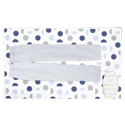Encasa XO Ironing Mat/Pad (Large 48"x28") with 3mm Padding & Silicone Iron Rest for Steam Pressing on Tabletop or Bed - Heat Resistant, Portable, Quilting & Travel Blanket - Blue Moon